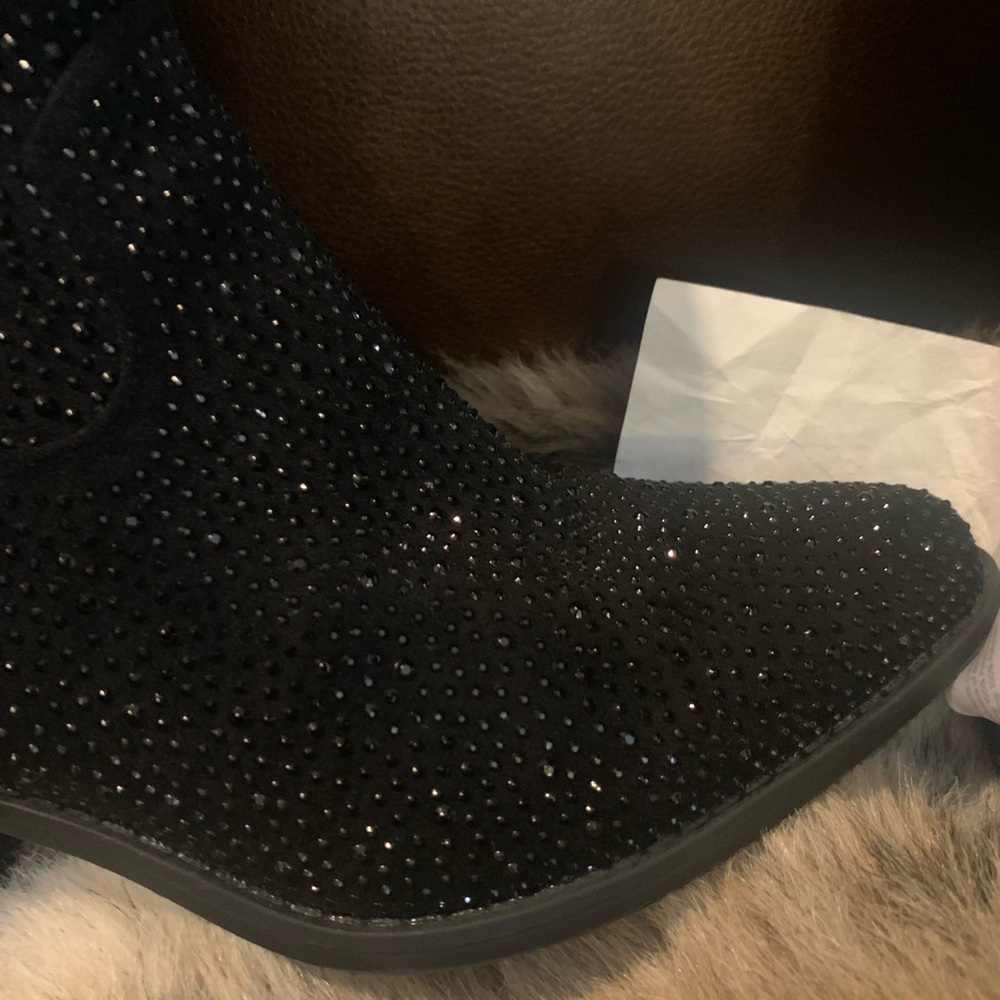 Pierre Dumas Black Rhinestone Western Pull-on Heeled Boots - Picture 8 of 13